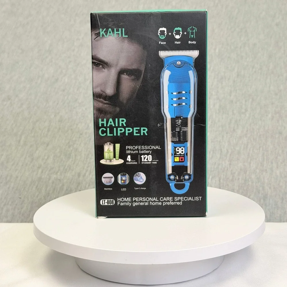 KAHL LT-808 Professional Hair Clipper Cordless LED Display Blue Face Hair Body
